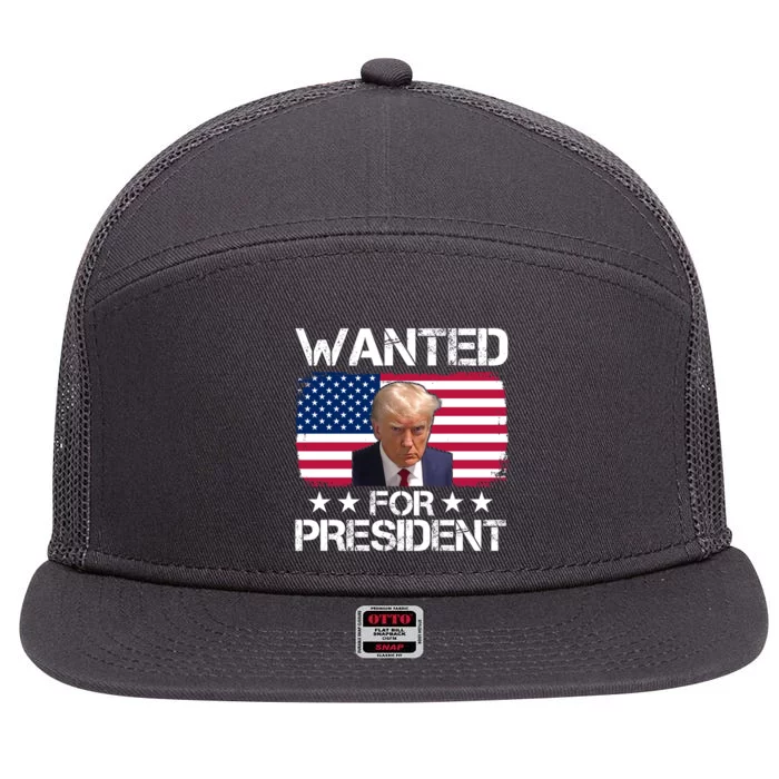 Wanted For President Donald Trump USA Election 7 Panel Mesh Trucker Snapback Hat