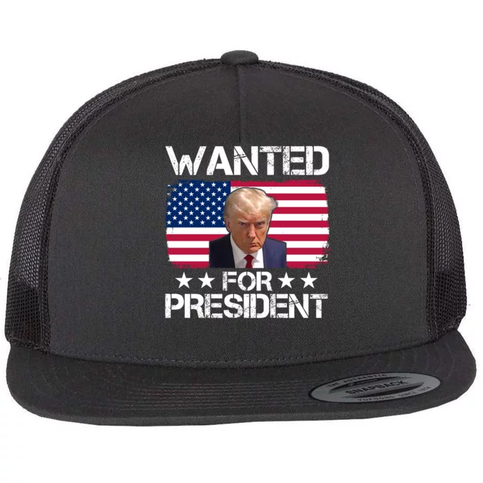 Wanted For President Donald Trump USA Election Flat Bill Trucker Hat