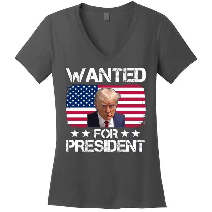 Wanted For President Donald Trump USA Election Women's V-Neck T-Shirt