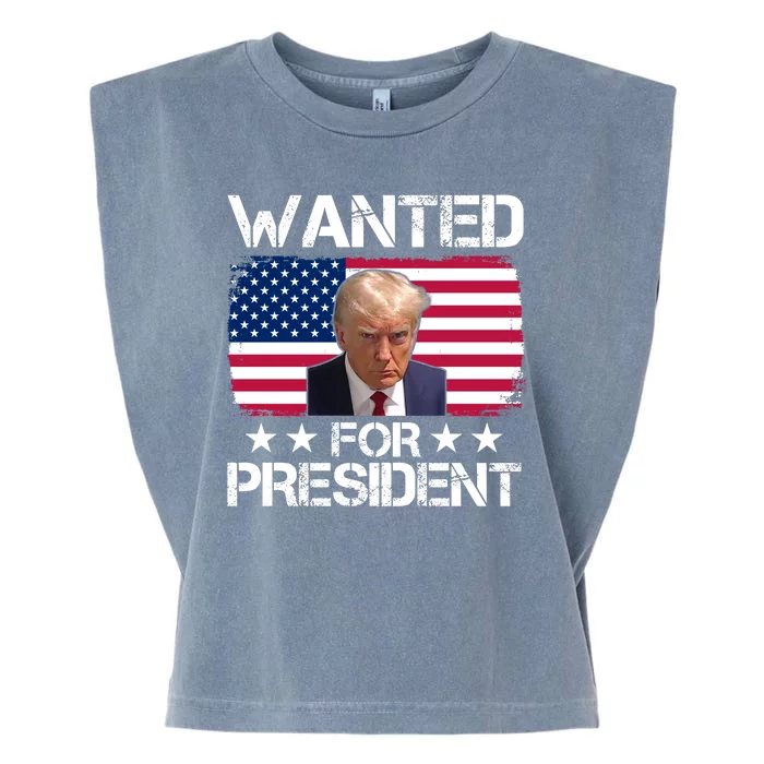 Wanted For President Donald Trump USA Election Garment-Dyed Women's Muscle Tee