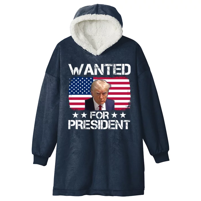 Wanted For President Donald Trump USA Election Hooded Wearable Blanket