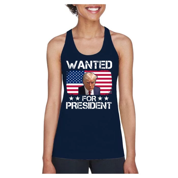 Wanted For President Donald Trump USA Election Women's Racerback Tank