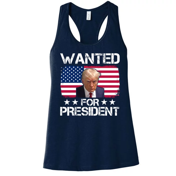 Wanted For President Donald Trump USA Election Women's Racerback Tank