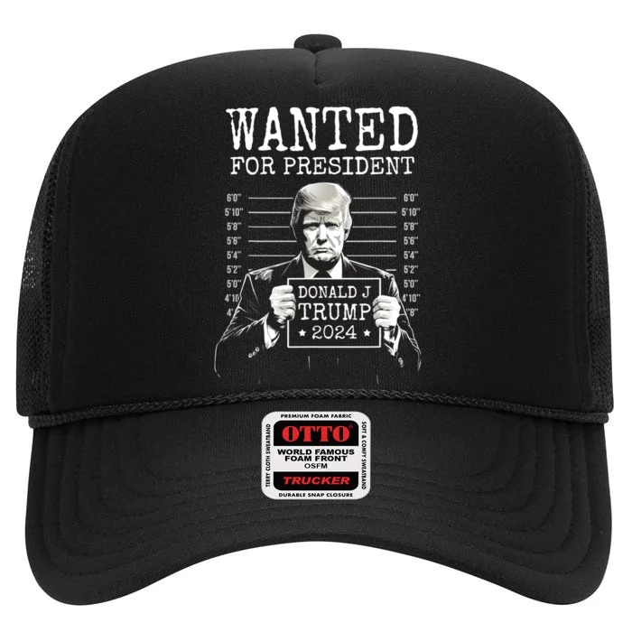 Trump Mugshot 2024 President Legend Wanted For President 2024 Donald Trump High Crown Mesh Trucker Hat