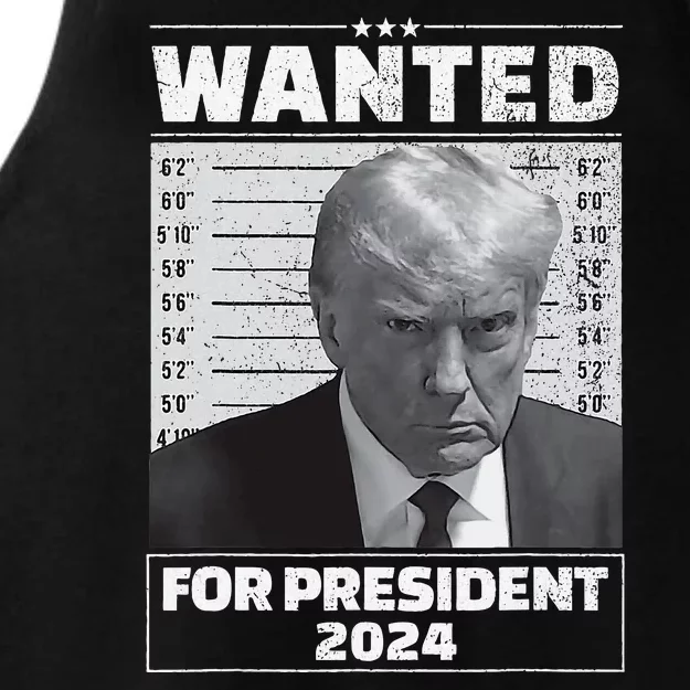 Wanted For President 2024 Trump Mugshot Ladies Tri-Blend Wicking Tank