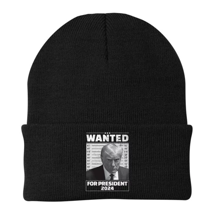 Wanted For President 2024 Trump Mugshot Knit Cap Winter Beanie