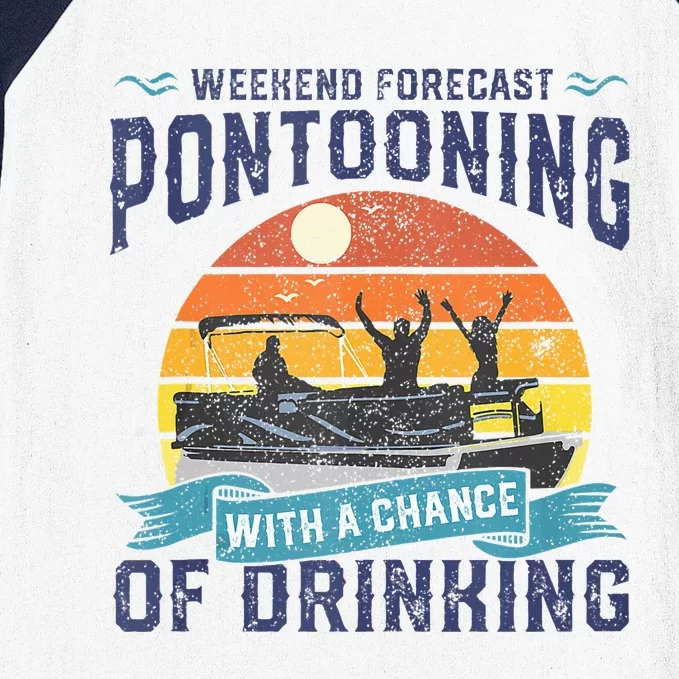 Weekend Forecast Pontooning Drinking Pontoon Boating Baseball Sleeve Shirt