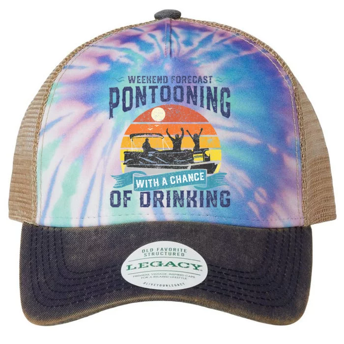 Weekend Forecast Pontooning Drinking Pontoon Boating Legacy Tie Dye Trucker Hat