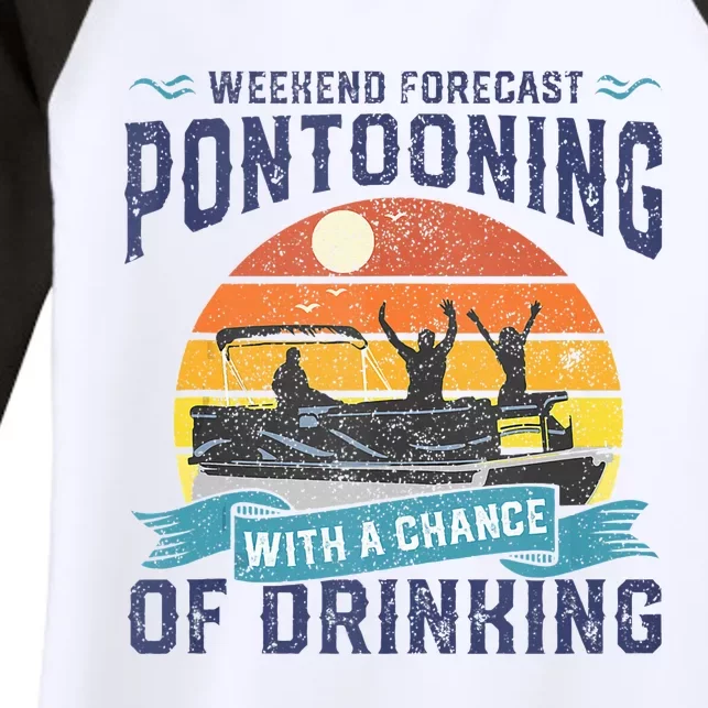 Weekend Forecast Pontooning Drinking Pontoon Boating Women's Tri-Blend 3/4-Sleeve Raglan Shirt