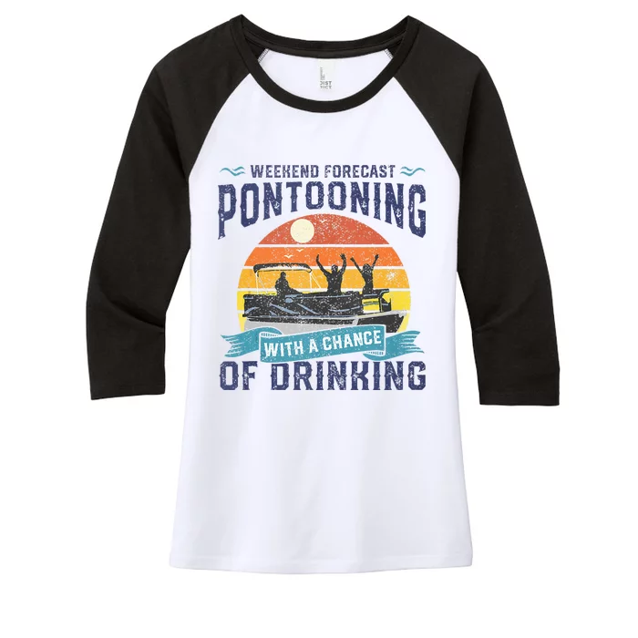 Weekend Forecast Pontooning Drinking Pontoon Boating Women's Tri-Blend 3/4-Sleeve Raglan Shirt