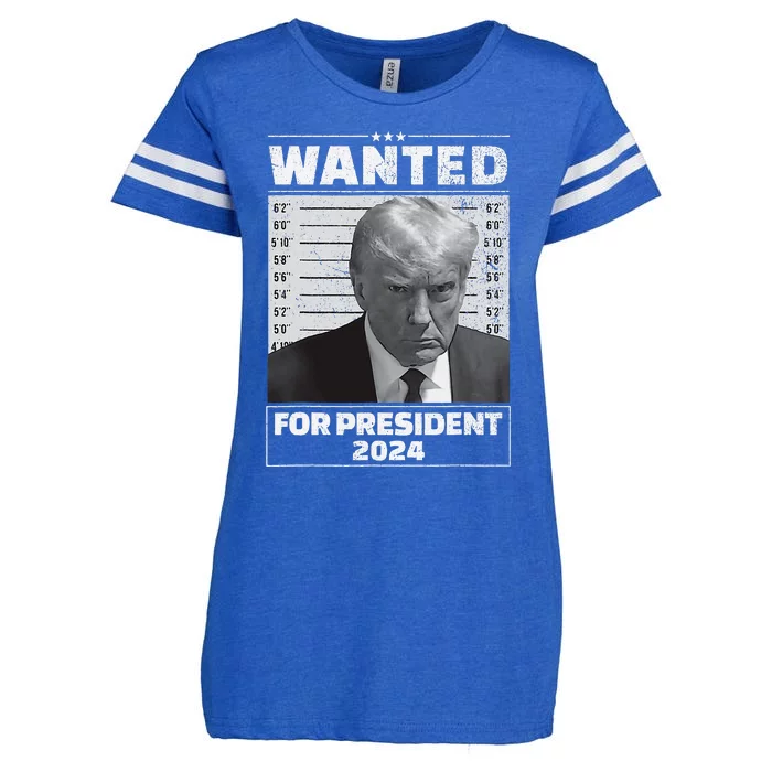 Wanted For President 2024 Trump Mugshot Enza Ladies Jersey Football T-Shirt