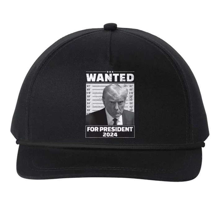 Wanted For President 2024 Trump Mugshot Snapback Five-Panel Rope Hat