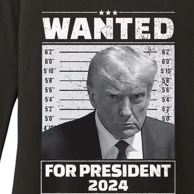 Wanted For President 2024 Trump Mugshot Womens CVC Long Sleeve Shirt