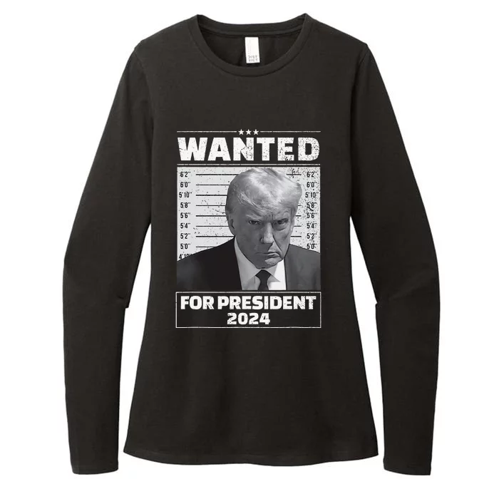 Wanted For President 2024 Trump Mugshot Womens CVC Long Sleeve Shirt