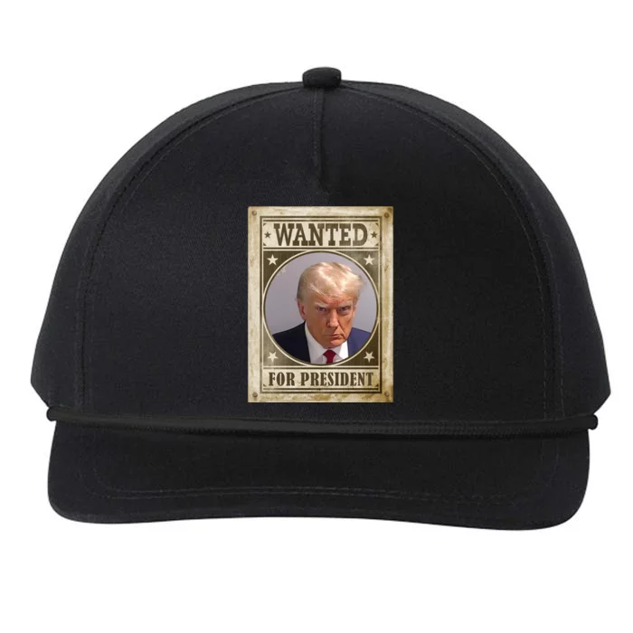 Wanted For President Funny Donald Trump Mugshot Snapback Five-Panel Rope Hat