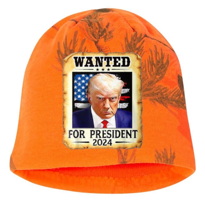 Wanted For President 2024 Donald Trump Kati - Camo Knit Beanie