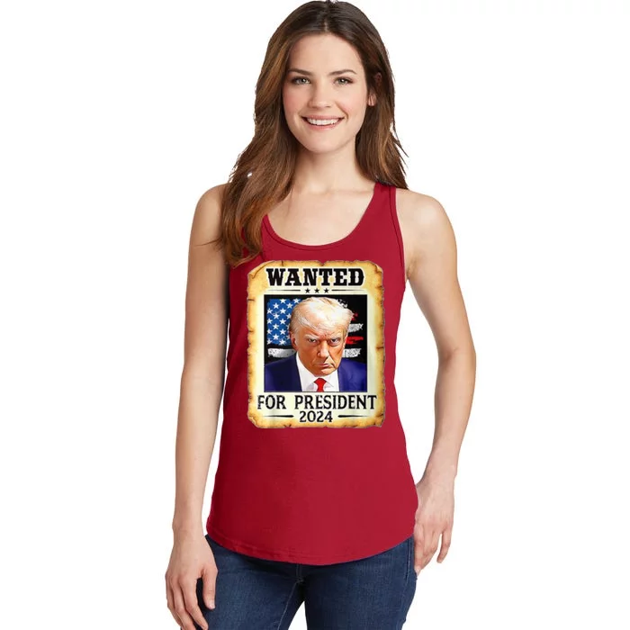 Wanted For President 2024 Donald Trump Ladies Essential Tank