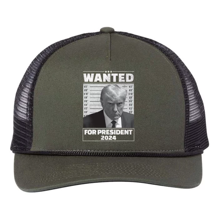 Wanted For President 2024 Trump Mugshot Retro Rope Trucker Hat Cap