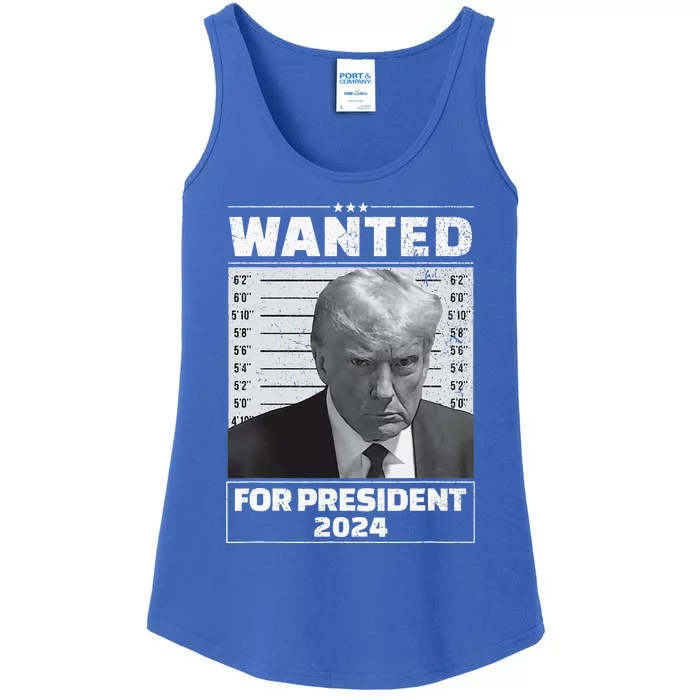 Wanted For President 2024 Trump Mugshot Ladies Essential Tank