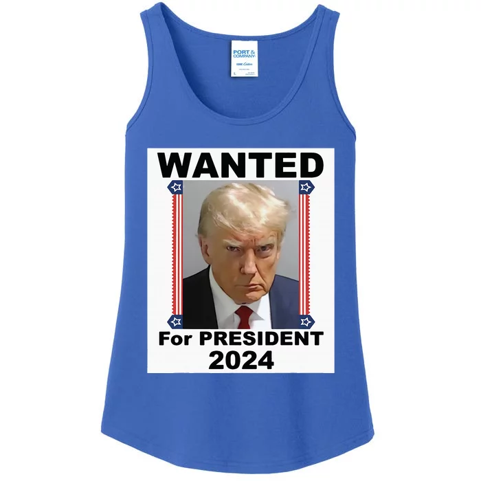 Wanted For President 2024 (Donald Trump) Ladies Essential Tank