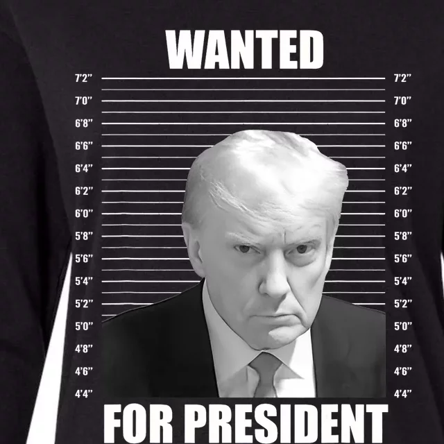 Wanted For President 2024 Trump Mug Shot Never Surrender Womens Cotton Relaxed Long Sleeve T-Shirt