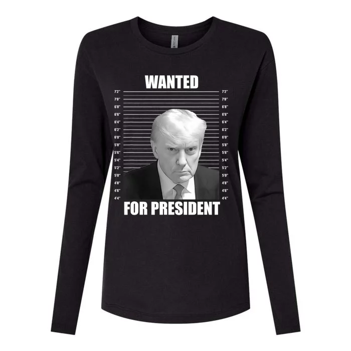 Wanted For President 2024 Trump Mug Shot Never Surrender Womens Cotton Relaxed Long Sleeve T-Shirt