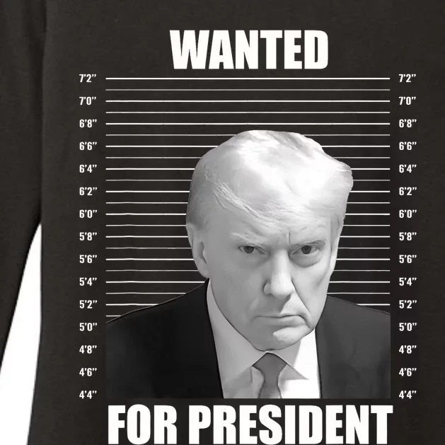 Wanted For President 2024 Trump Mug Shot Never Surrender Womens CVC Long Sleeve Shirt