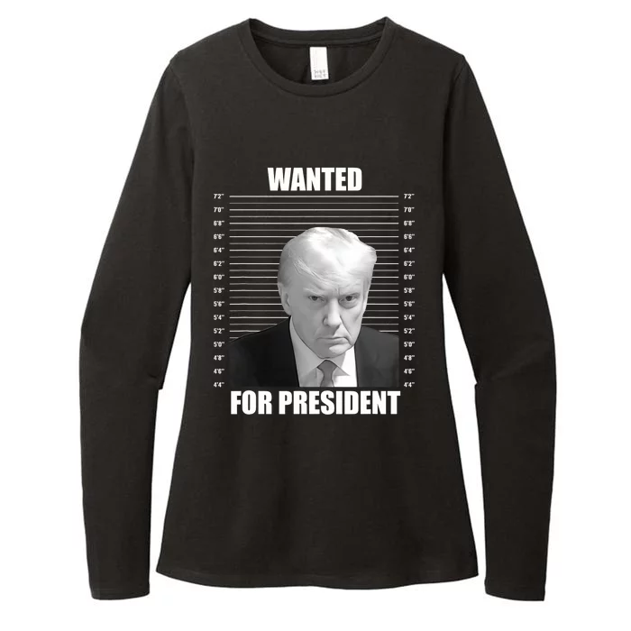 Wanted For President 2024 Trump Mug Shot Never Surrender Womens CVC Long Sleeve Shirt