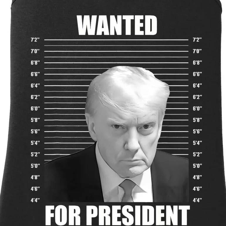 Wanted For President 2024 Trump Mug Shot Never Surrender Ladies Essential Tank