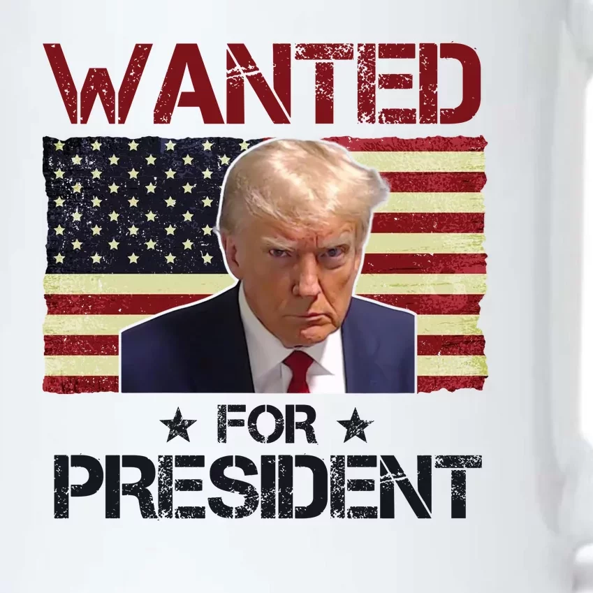 Wanted For President Donald Trump American Flag Black Color Changing Mug