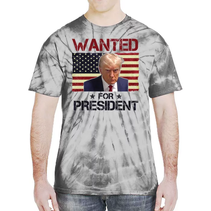 Wanted For President Donald Trump American Flag Tie-Dye T-Shirt