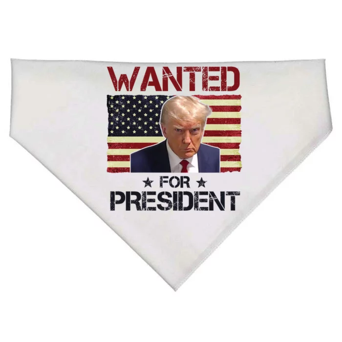 Wanted For President Donald Trump American Flag USA-Made Doggie Bandana