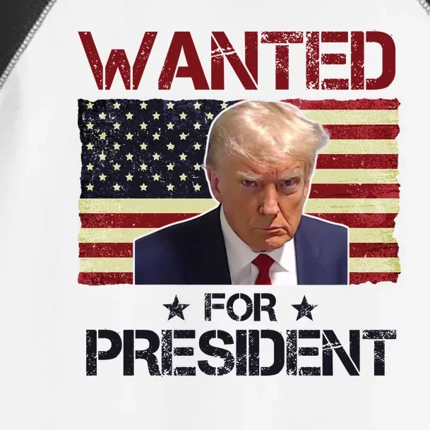 Wanted For President Donald Trump American Flag Toddler Fine Jersey T-Shirt