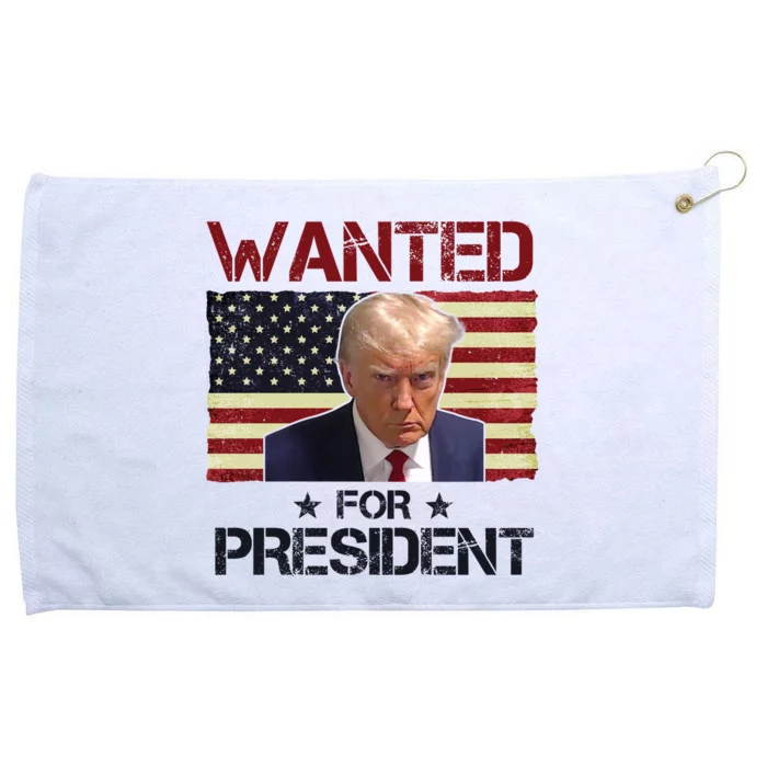 Wanted For President Donald Trump American Flag Grommeted Golf Towel