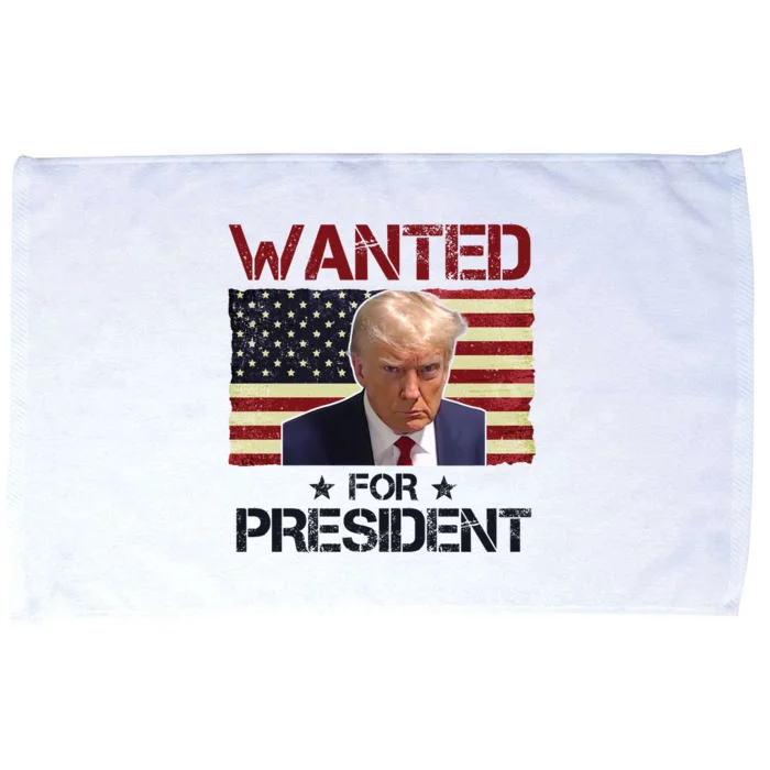 Wanted For President Donald Trump American Flag Microfiber Hand Towel