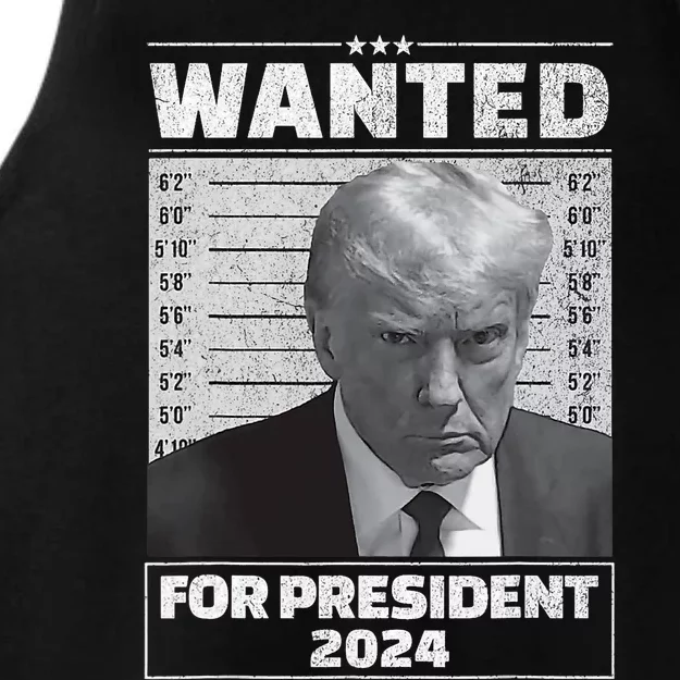 Wanted For President 2024 Trump Mugshot Ladies Tri-Blend Wicking Tank