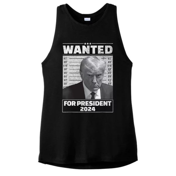 Wanted For President 2024 Trump Mugshot Ladies Tri-Blend Wicking Tank