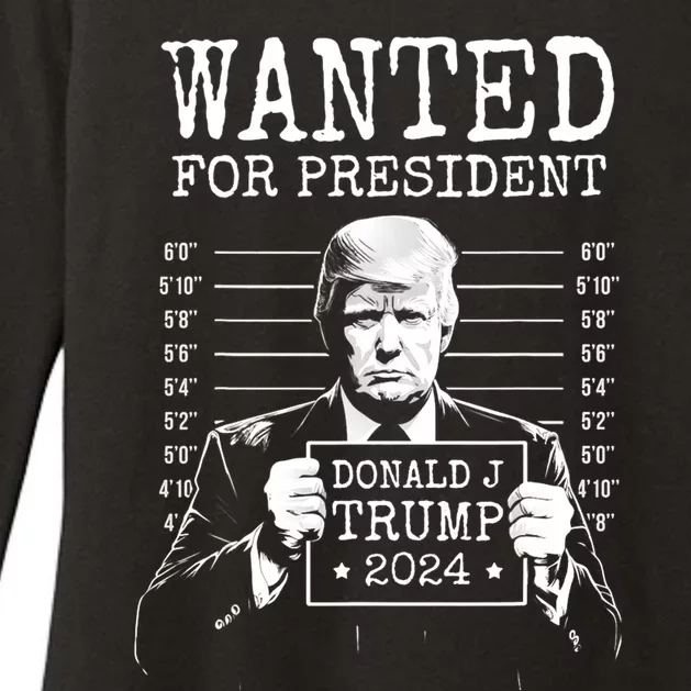 Wanted For President Donald Trump 2024 Mugshot Womens CVC Long Sleeve Shirt