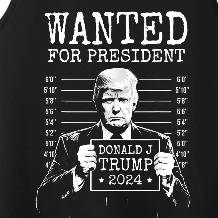 Wanted For President Donald Trump 2024 Mugshot Performance Tank