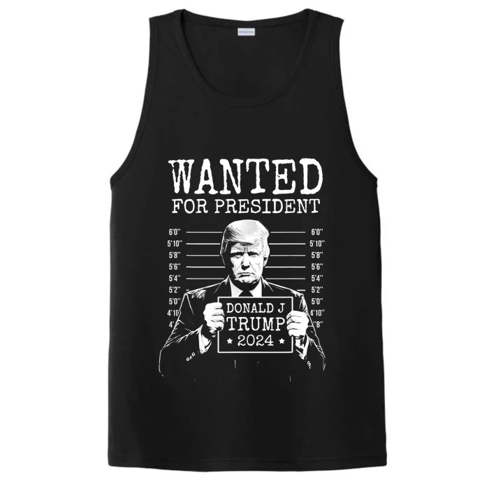 Wanted For President Donald Trump 2024 Mugshot Performance Tank