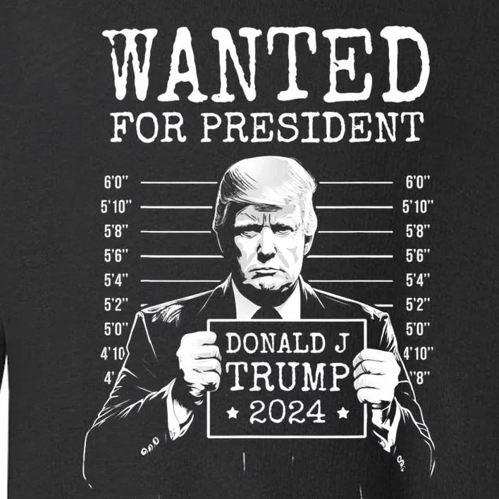 Wanted For President Donald Trump 2024 Mugshot Toddler Sweatshirt