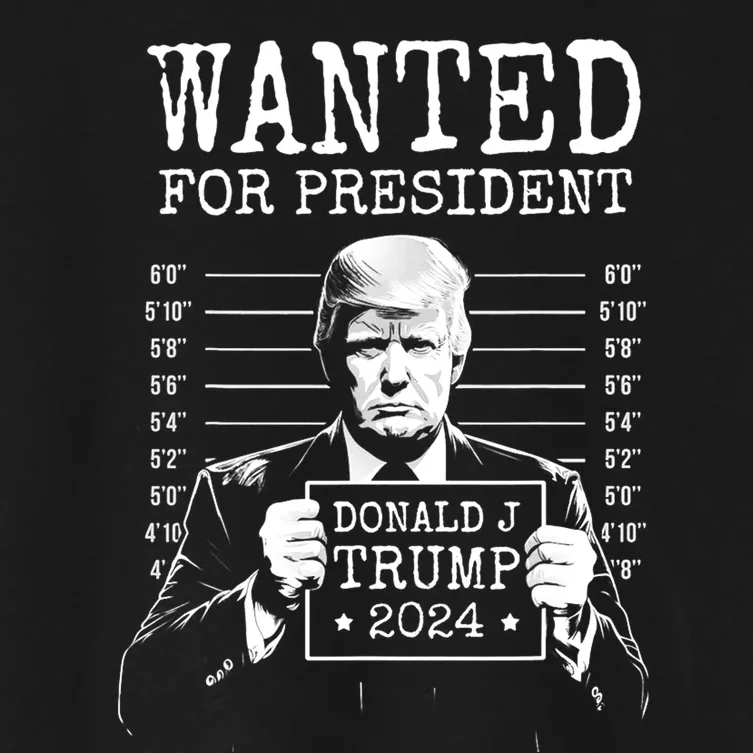 Wanted For President Donald Trump 2024 Mugshot Women's Crop Top Tee