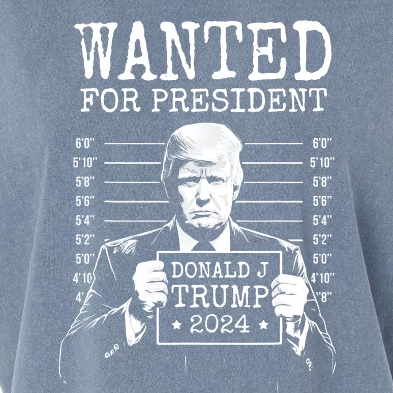 Wanted For President Donald Trump 2024 Mugshot Garment-Dyed Women's Muscle Tee