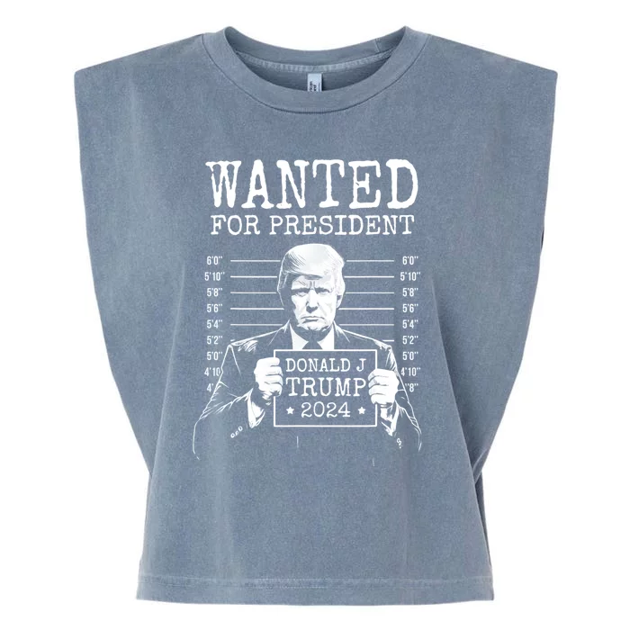 Wanted For President Donald Trump 2024 Mugshot Garment-Dyed Women's Muscle Tee