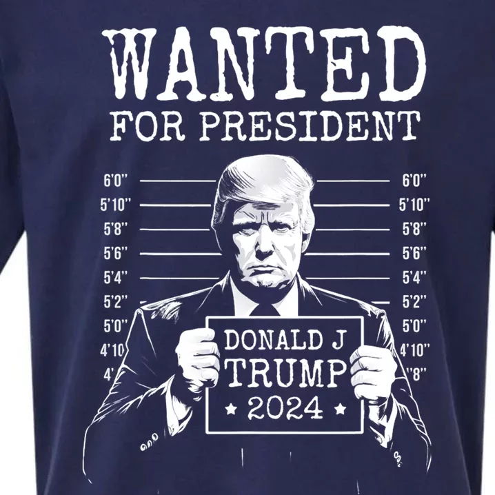 Wanted For President Donald Trump 2024 Mugshot Sueded Cloud Jersey T-Shirt