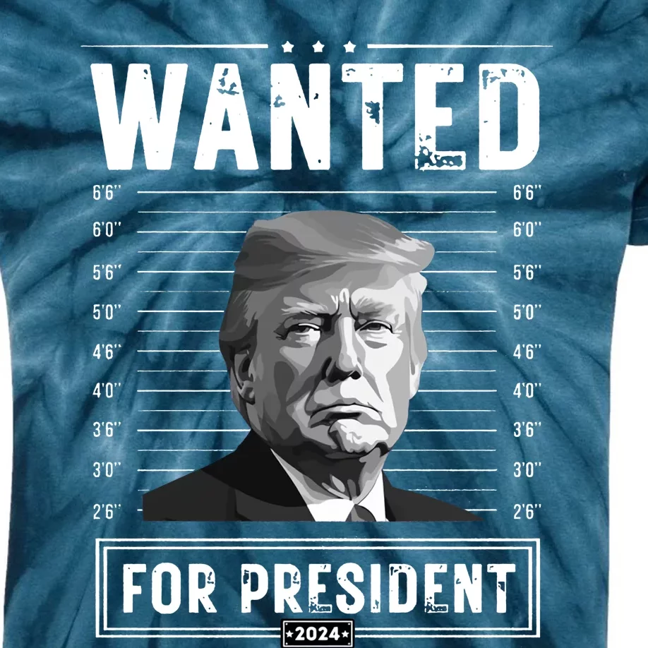 Wanted For President 2024 Vote Trump Kids Tie-Dye T-Shirt