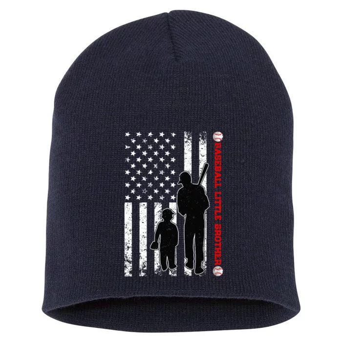 Wo Funny Proud Baseball Little Brother US Flag Father's Day Short Acrylic Beanie