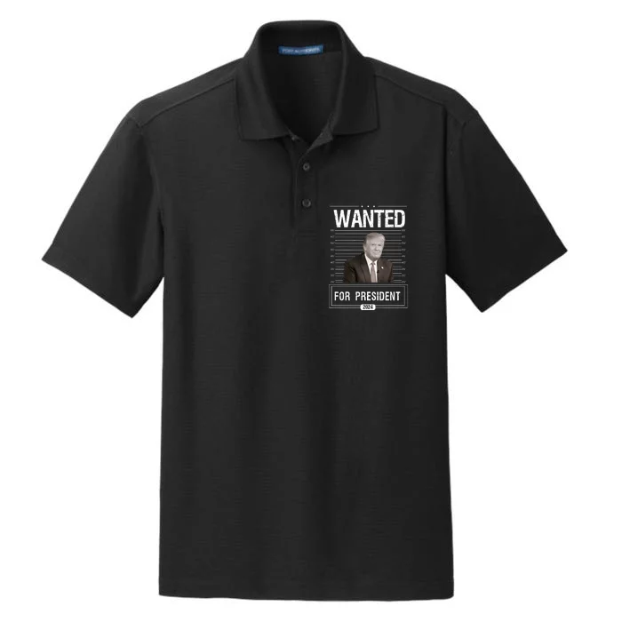 Wanted For President Trump 2024 Dry Zone Grid Performance Polo