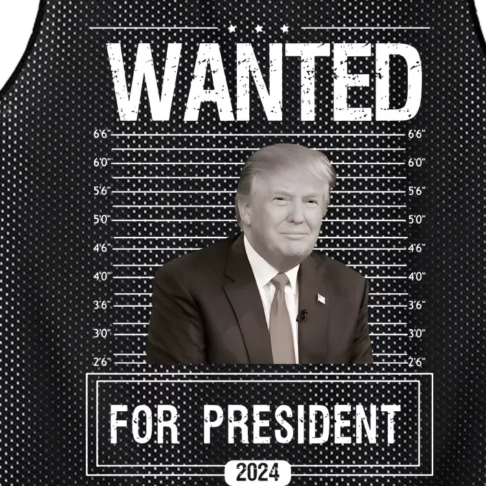 Wanted For President Trump 2024 Mesh Reversible Basketball Jersey Tank