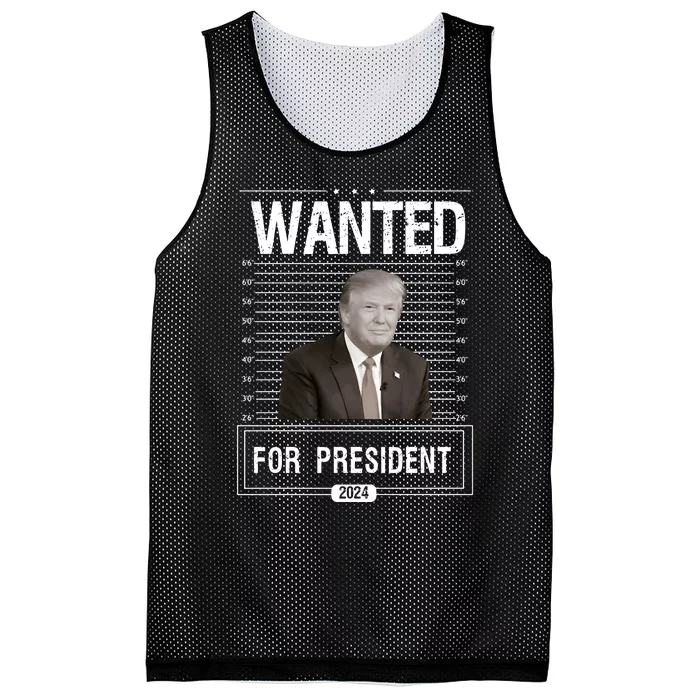 Wanted For President Trump 2024 Mesh Reversible Basketball Jersey Tank